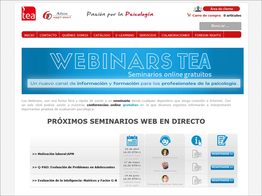 Seminarios online gratuitos ofrecidos por TEA