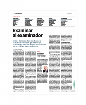 "Examinar al examinador", art&iacute;culo publicado en el peri&oacute;dico Ideal sobre el Libro Blanco Docente