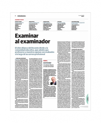 "Examinar al examinador", art&iacute;culo publicado en el peri&oacute;dico Ideal sobre el Libro Blanco Docente