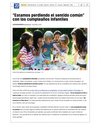 Art&iacute;culo sobre los cumplea&ntilde;os infantiles en el que participa COPOE
