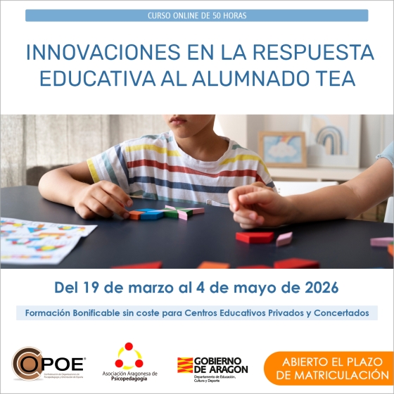 Curso online de COPOE "Innovaciones en la Respuesta Educativa al Alumnado TEA", del 19 de marzo al 4 de mayo de 2026
