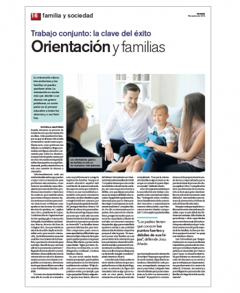Reportaje sobre orientaci&oacute;n y familias en la revista "Padres y Colegios"