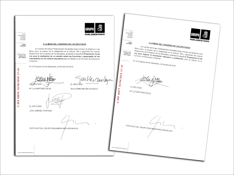 El Grupo Parlamentario Socialista presenta en el Congreso dos Proposiciones no de Ley sobre Orientaci&oacute;n